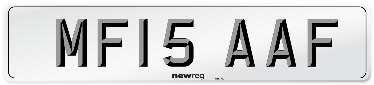 MF15 AAF Number Plate from New Reg